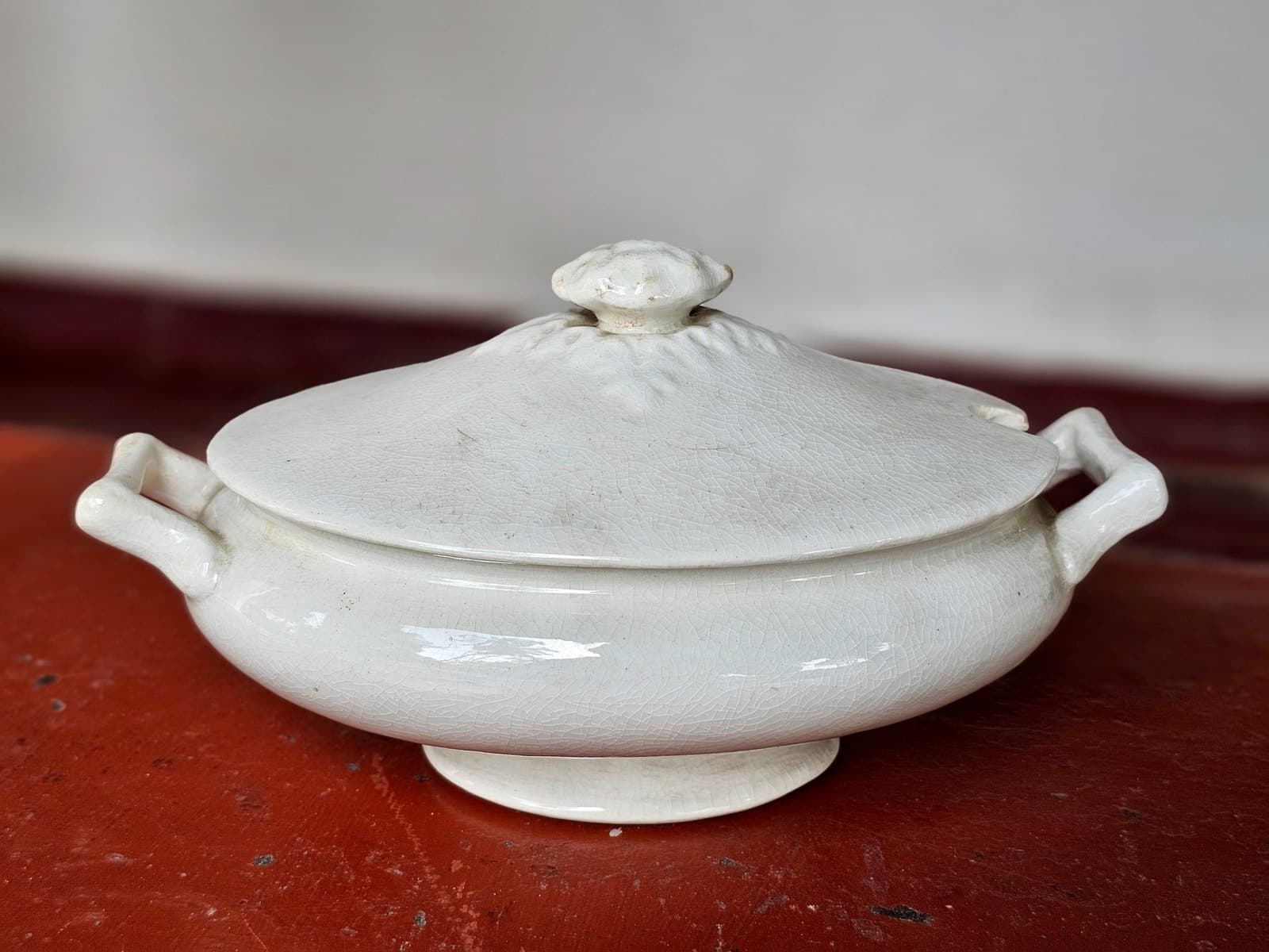 White Crackle Tureen